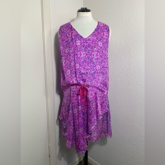 Sundance Dresses & Skirts - Sundance pink and blue, silk, asymmetric, sleeveless, mini dress. 6
